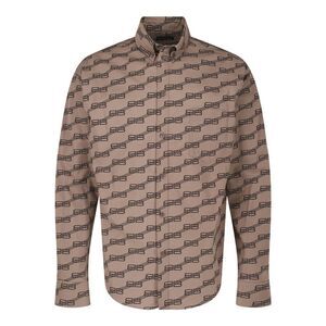 Balenciaga Monogram Long Sleeve Shirt Beige Mens